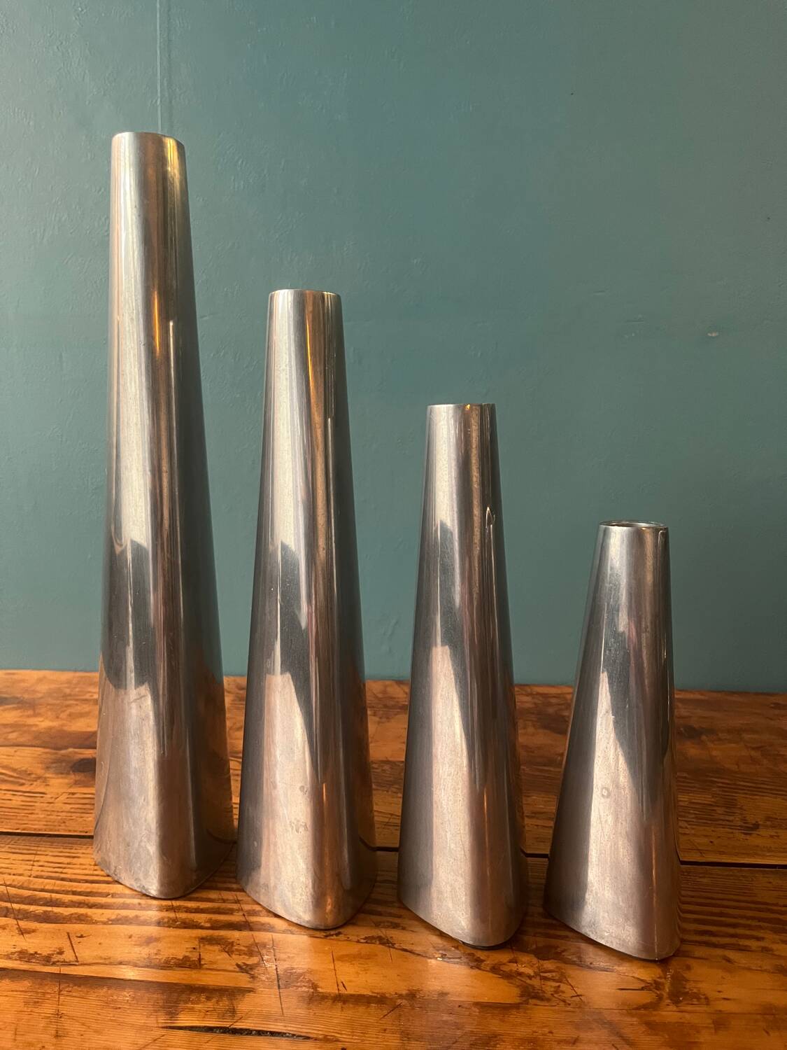 Set of 4 vintage aluminum candle holders from Ikea 1990