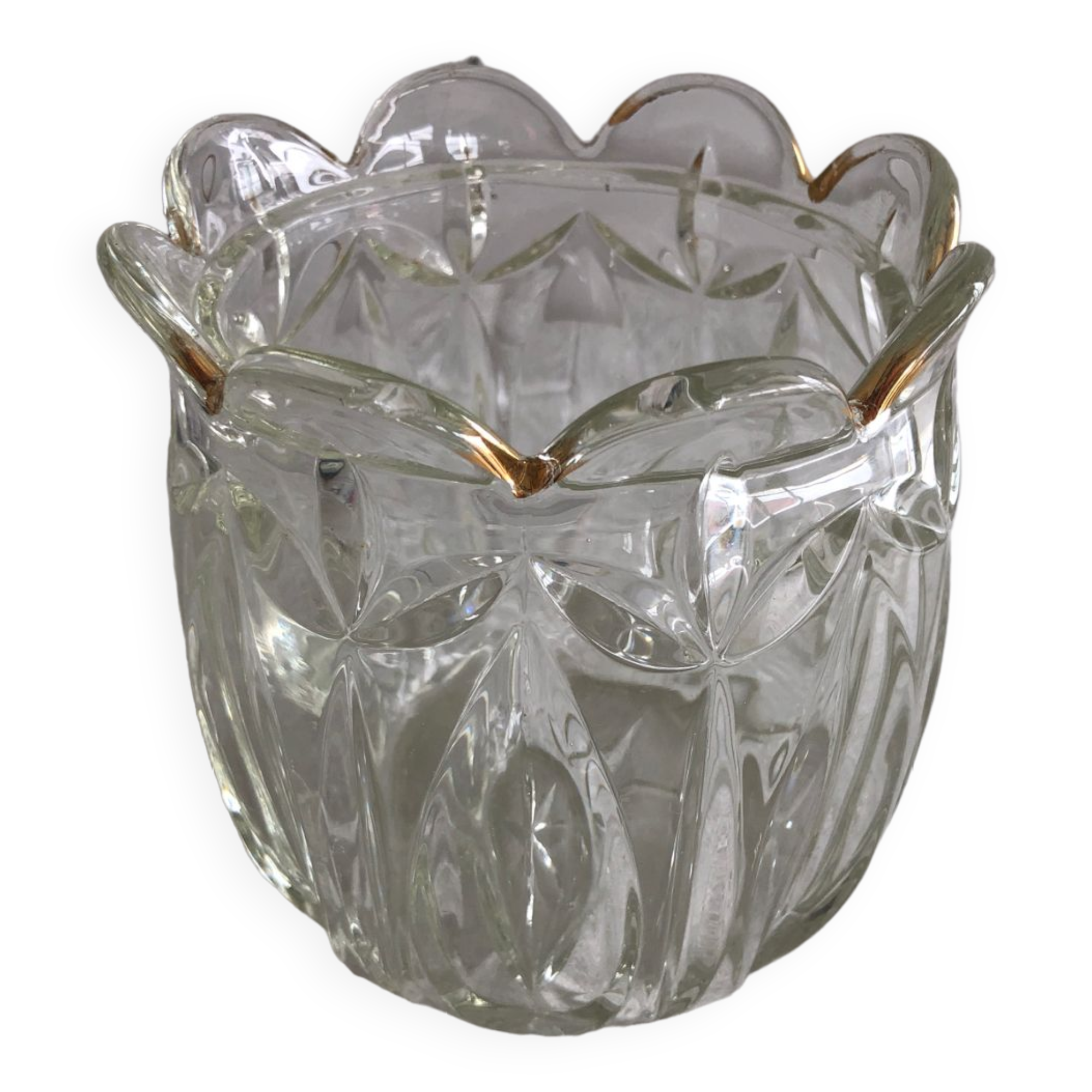 Vintage cut glass ball vase