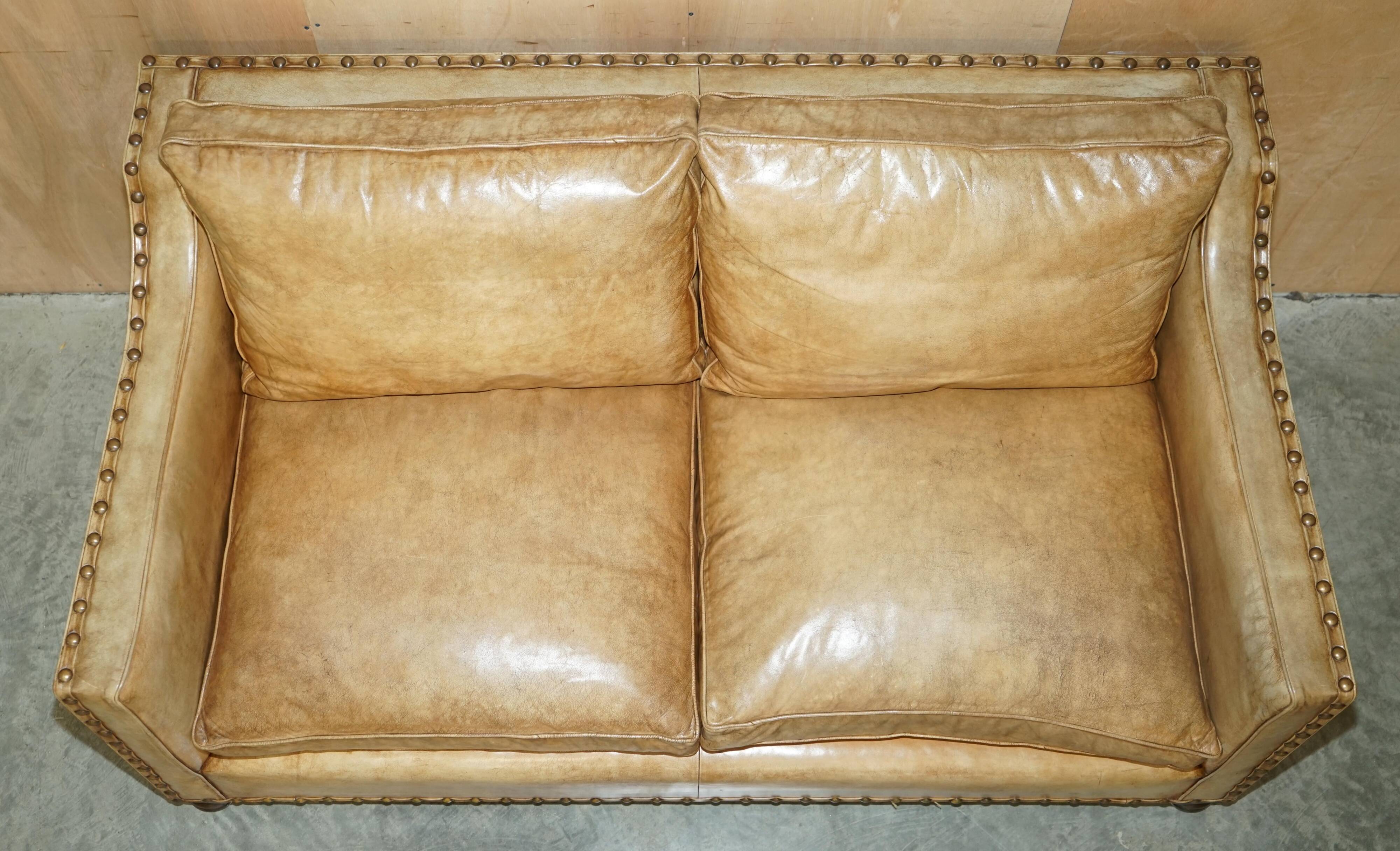 Edwardian Style Leather Two-Seater Sofa with Studs