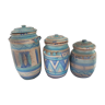 3 pots en terre cuite. terracotta vases bleu