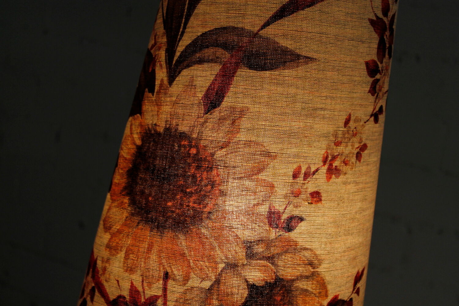Glass floor lamp with floral shade, 1960s