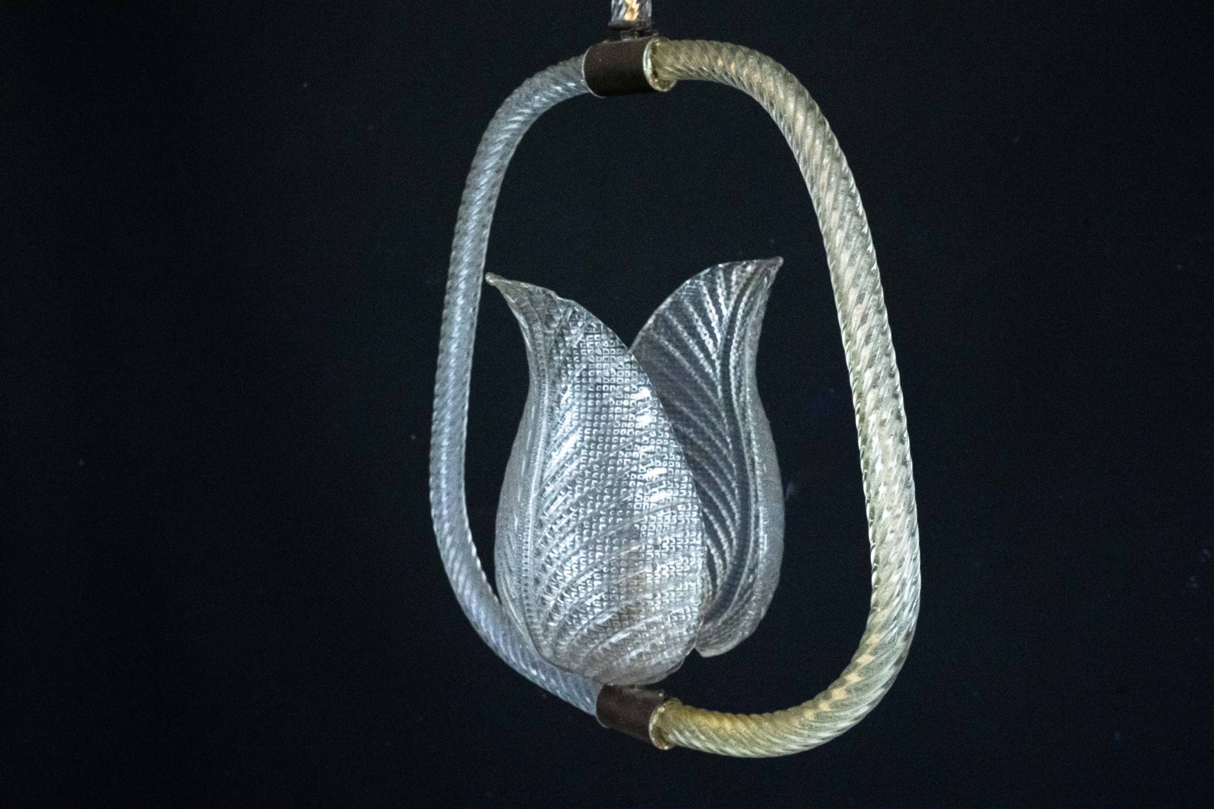 Ercole Barovier Murano glass chandelier. Italy 1940s