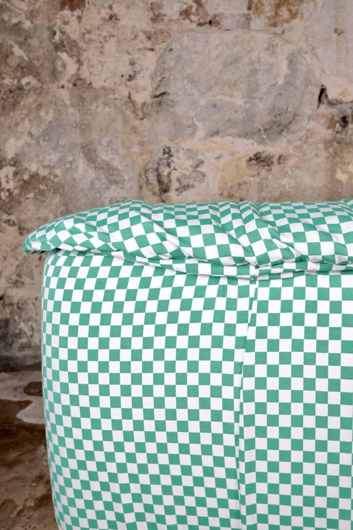 2-seater sofa in checked fabric, France, 1980