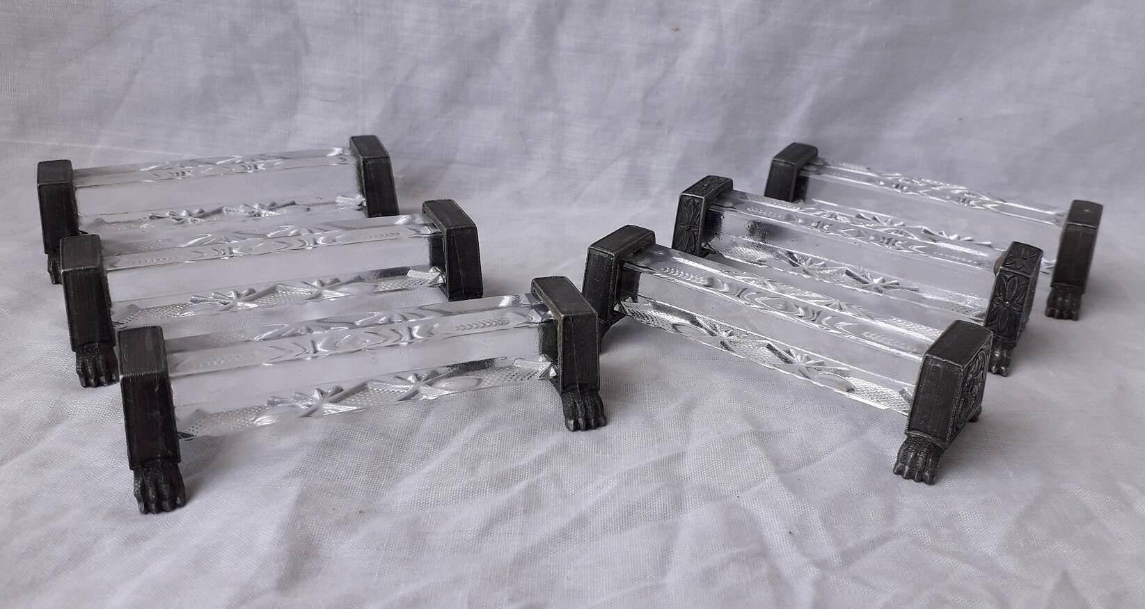 6 porte-couteaux cristal et métal