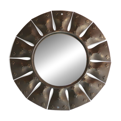 Miroir soleil convexe oeil de sorcière Chaty Vallauris A.M, France 1950