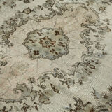 Hand-Knotted Carved Anatolian 1970s 186 cm x 292 cm Grey Carpet