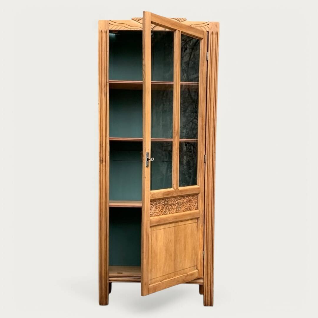 Parisian glass cabinet art deco raw wood