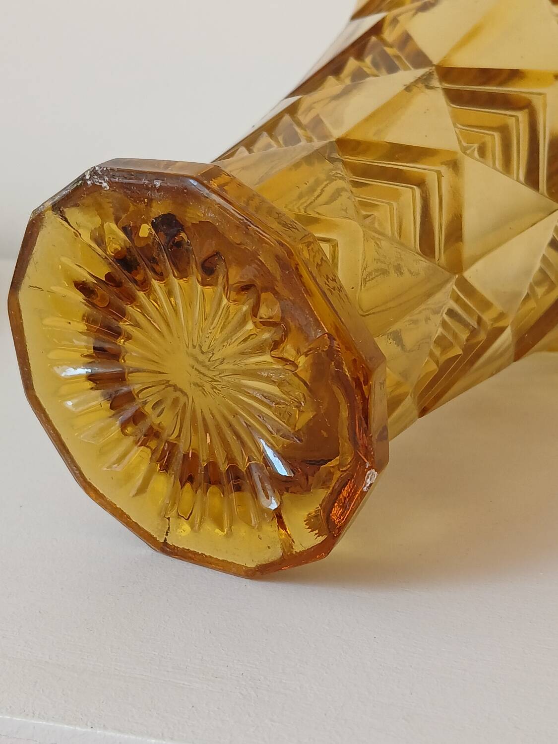 Amber yellow glass vase