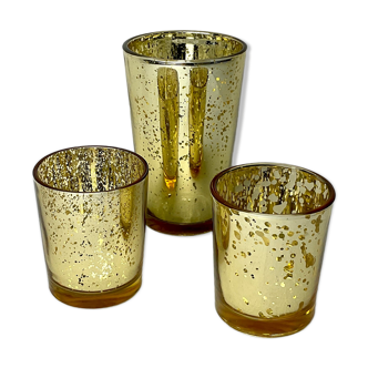 Lot de 3 verres doré festif