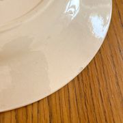 2 flat ironstone plates, Carnations, Creil and Montereau
