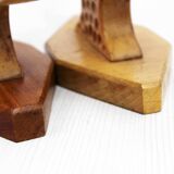 Paire de bougeoirs anthroposophiques en bois