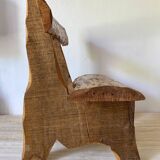 Brutalist low chair in solid wood