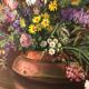Tableau encadré et signé représentant bouquet de fleurs