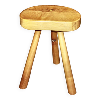 Tabouret tripode vintage en orme massif danemark 1960