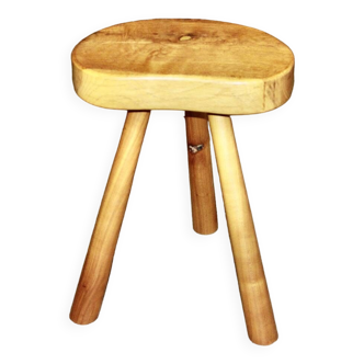 Vintage tripod stool in solid elm denmark 1960s