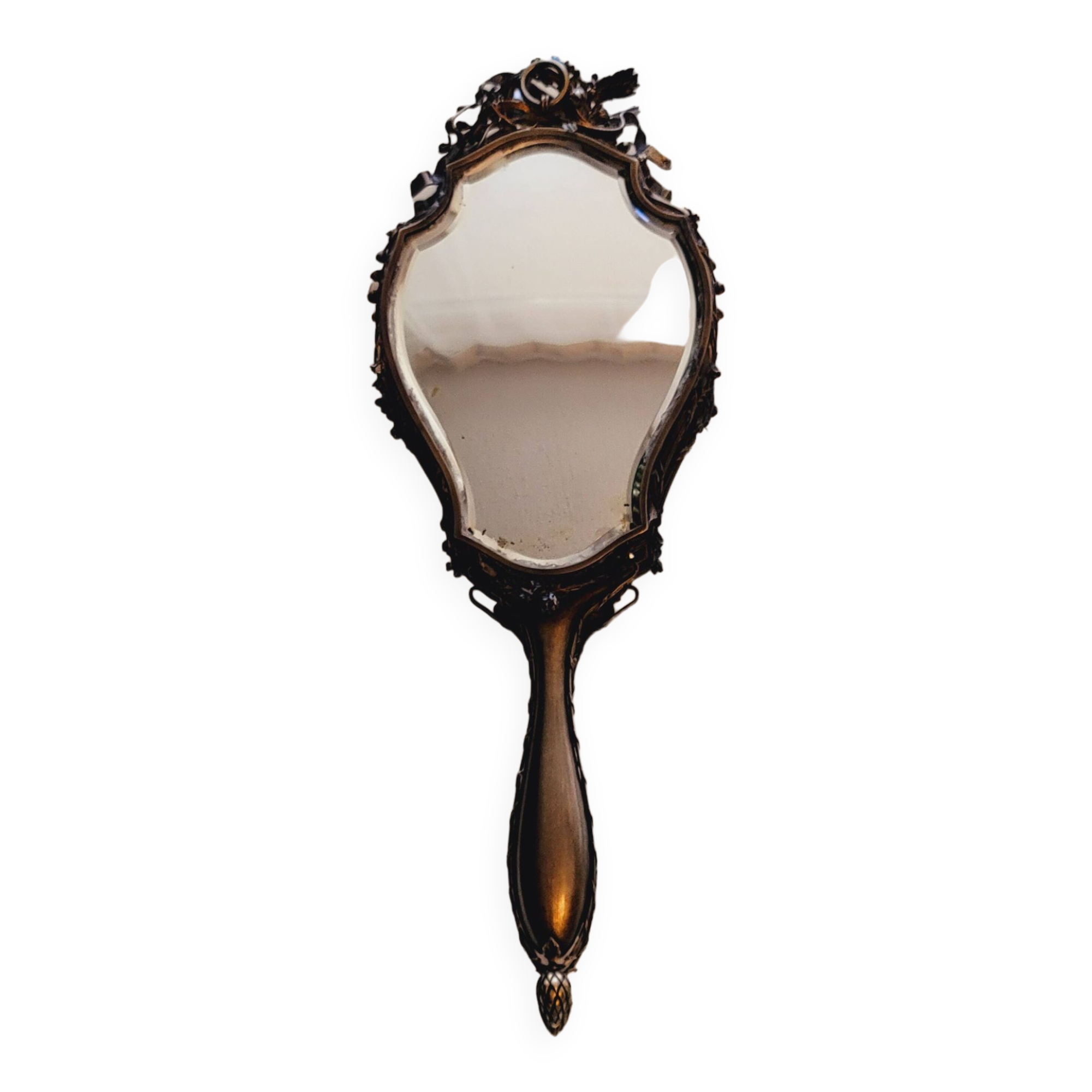 old double-sided hand-held mirror Henri Auguste SOLIÉ 1900
