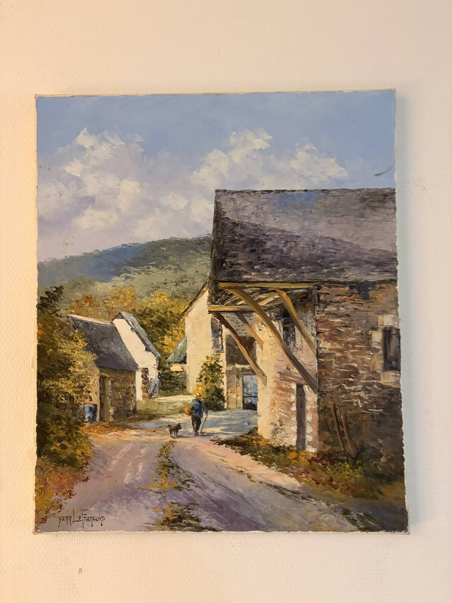 Oil Painting by Yann Le Francois Landscape Cantal Farm Aveyron Signed
