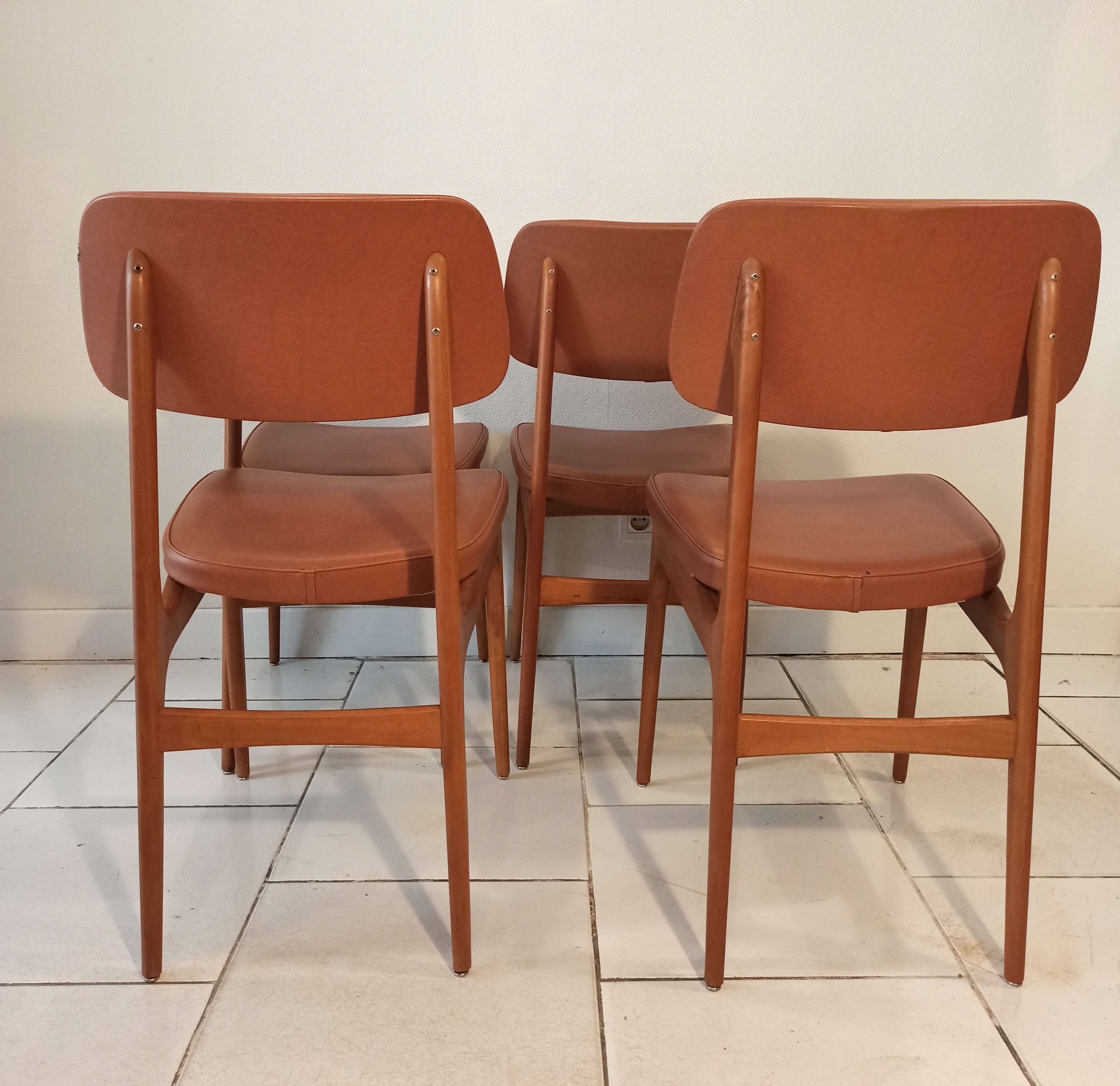 Set of 4 stella chairs vintage Scandinavian style 1960s