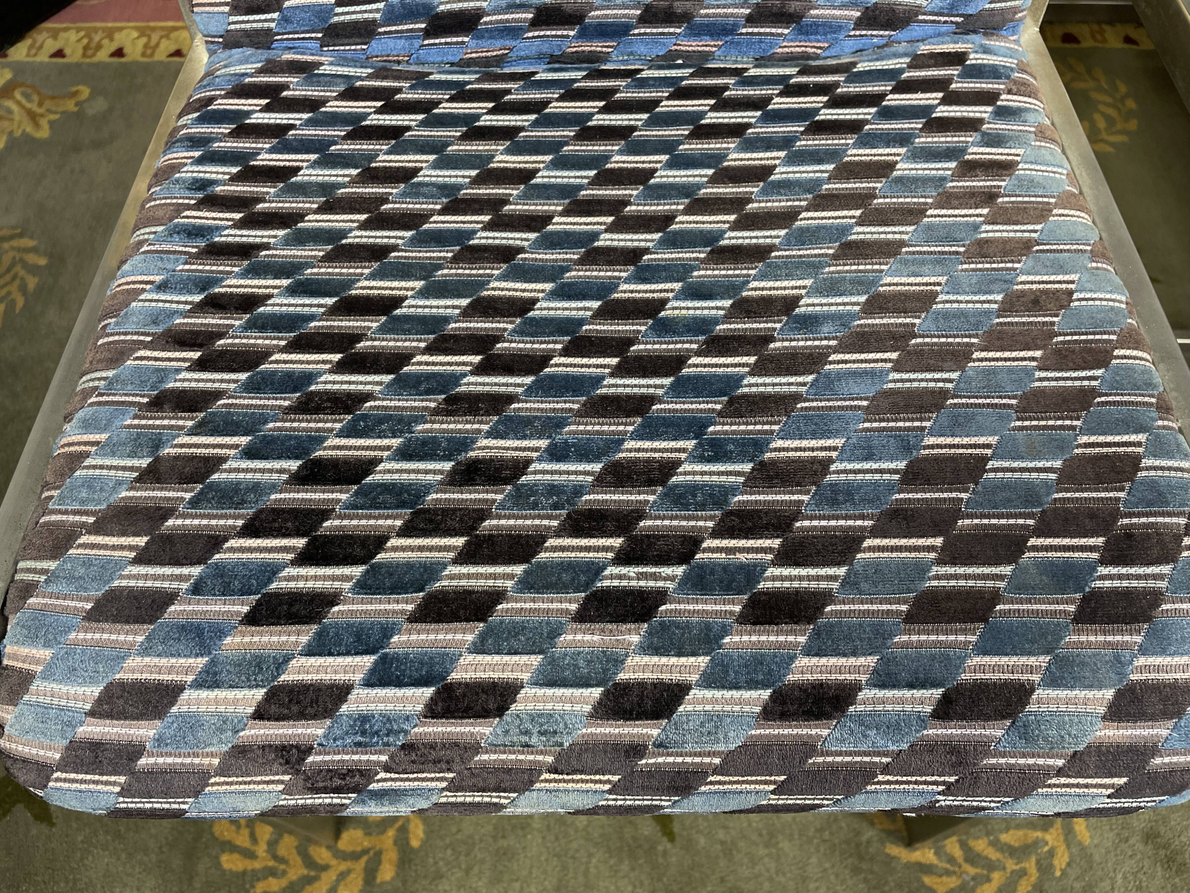 Suite of 6 vintage chairs 1970 velvet and stainless steel