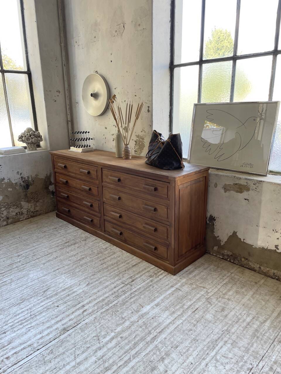 50s pitch pine haberdashery cabinet