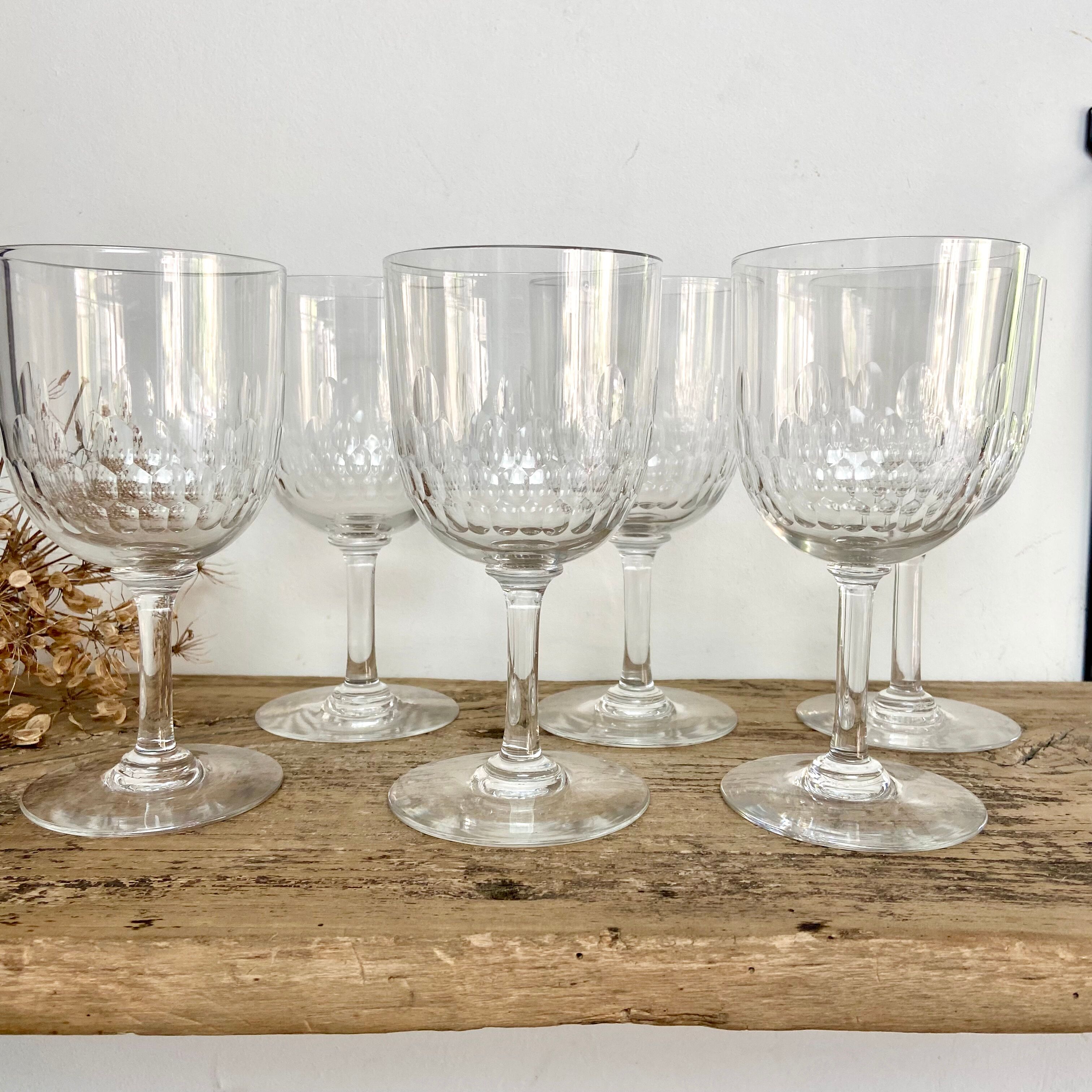 6 vintage cut crystal glasses