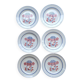 Lot de 6 assiettes plates HBCM modèle Edouard