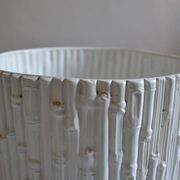Ceramic cache pot in bamboo style, Italy 1980, Hollywood Regency.