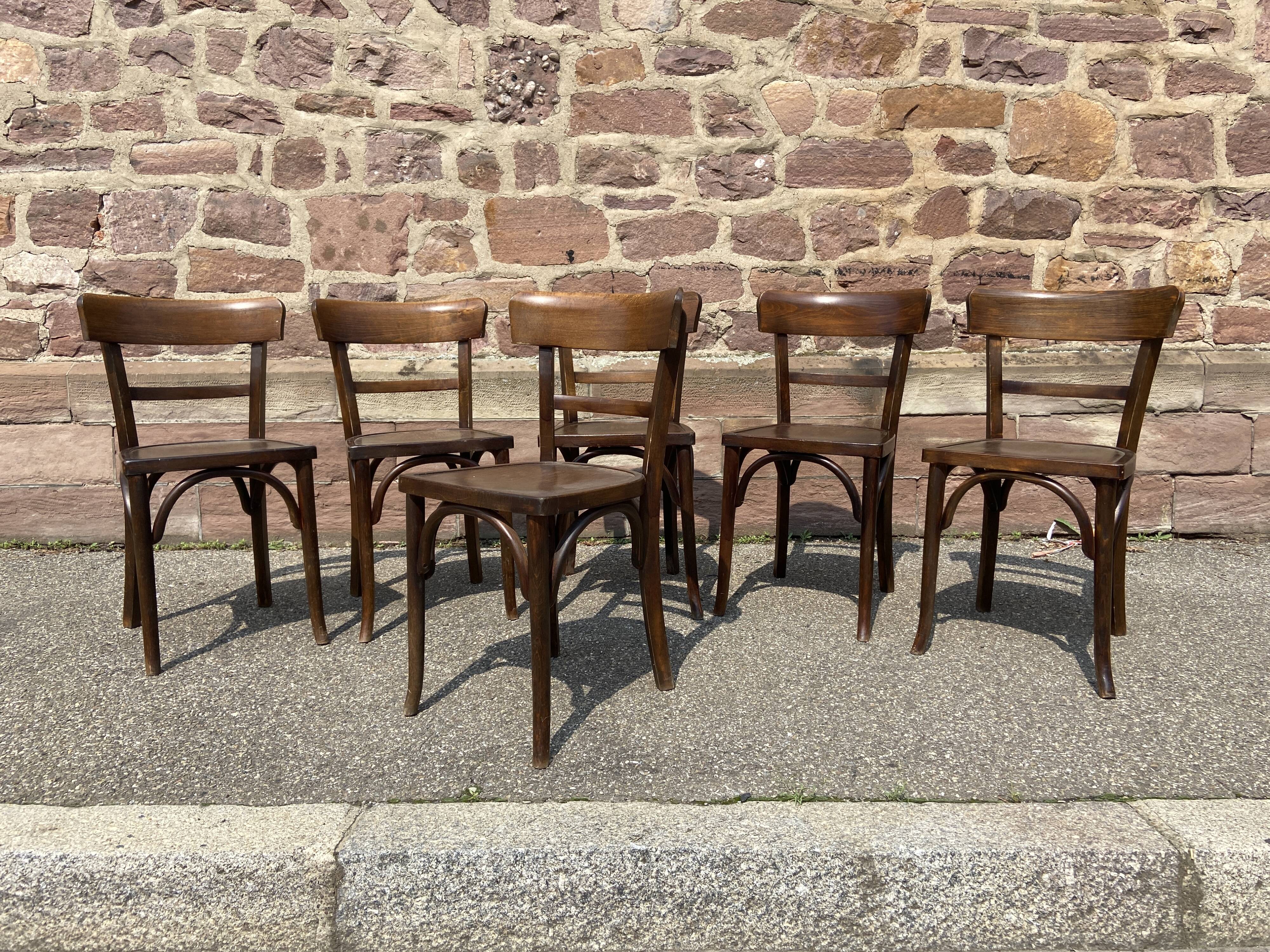 6 chaises bistrot bois courbé vintage