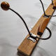 Wall coat rack "bistrot" in metal and wood 1900, 4 hooks