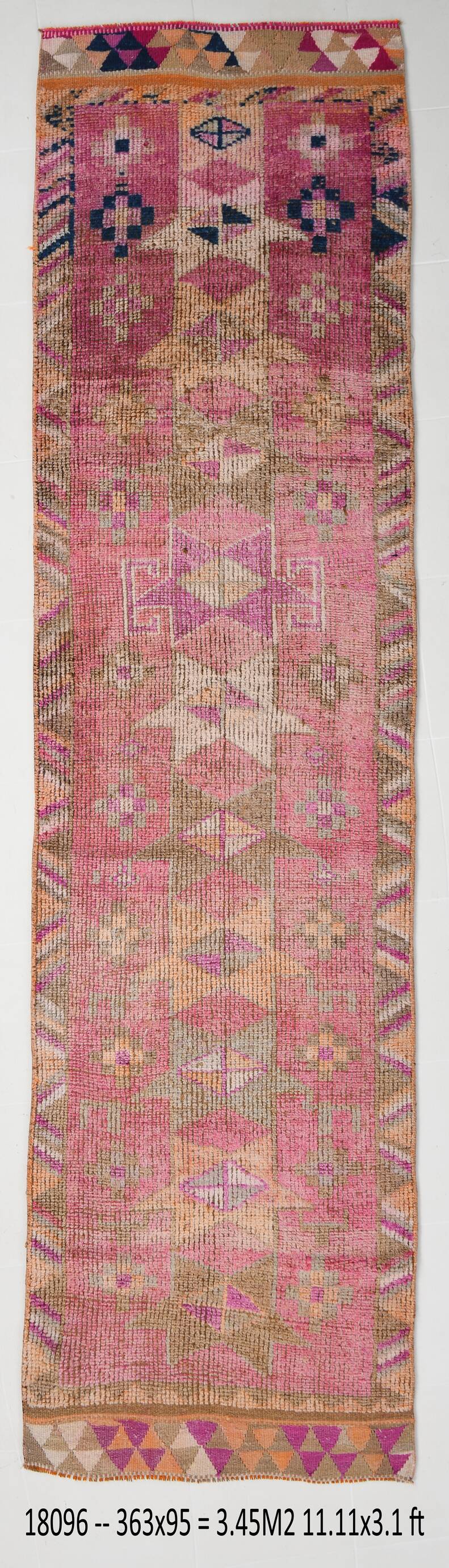 Pink Orange Vintage Runner Rug 95x363Cm SK 18096