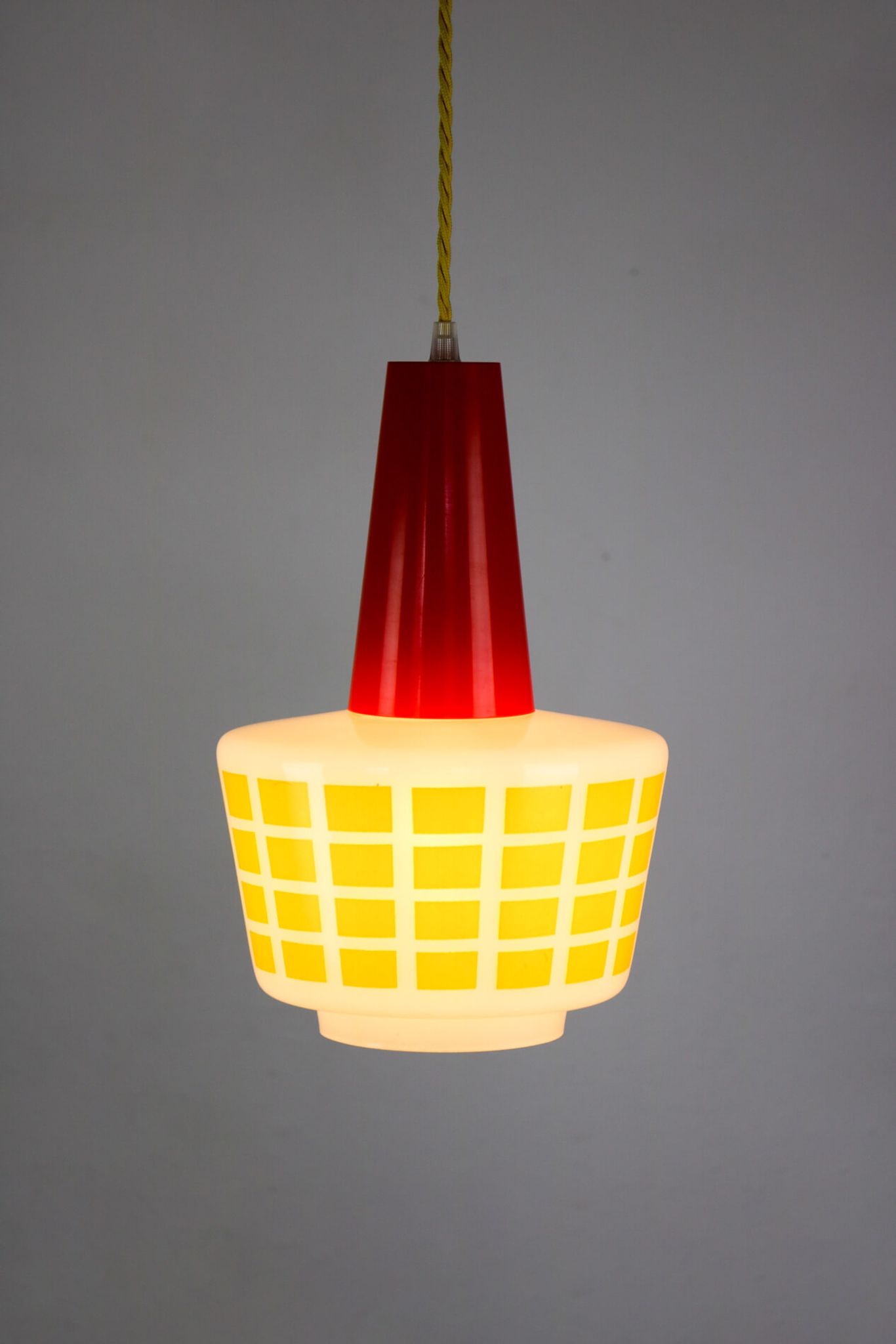 Suspension en verre rouge et jaune