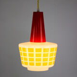 Suspension en verre rouge et jaune