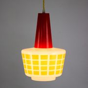 Suspension en verre rouge et jaune