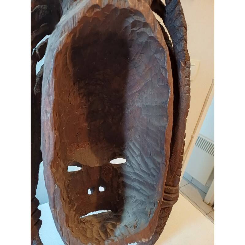 African wooden mask from Ivory Coast, Baoulé