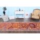 1970s Vintage Turkish Hand-Knotted Wool Cotton Orange Runner Rug 102x330