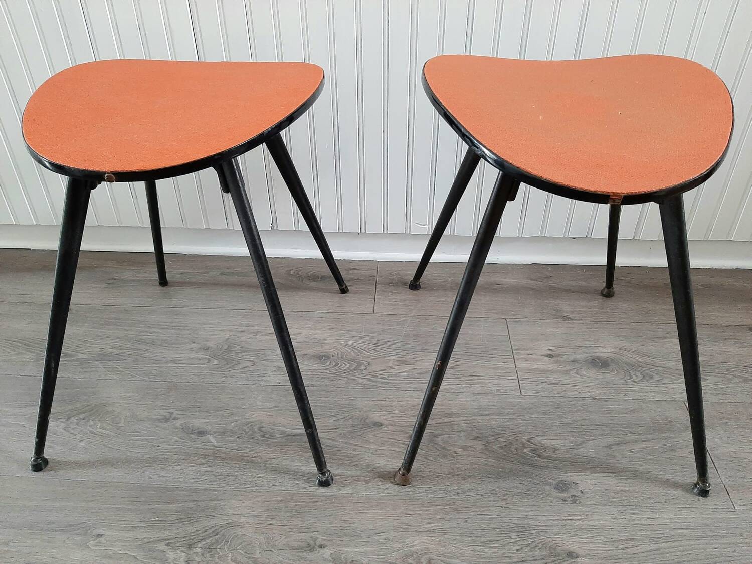 Pair of Vintage Stools with Metal Legs, Consoles