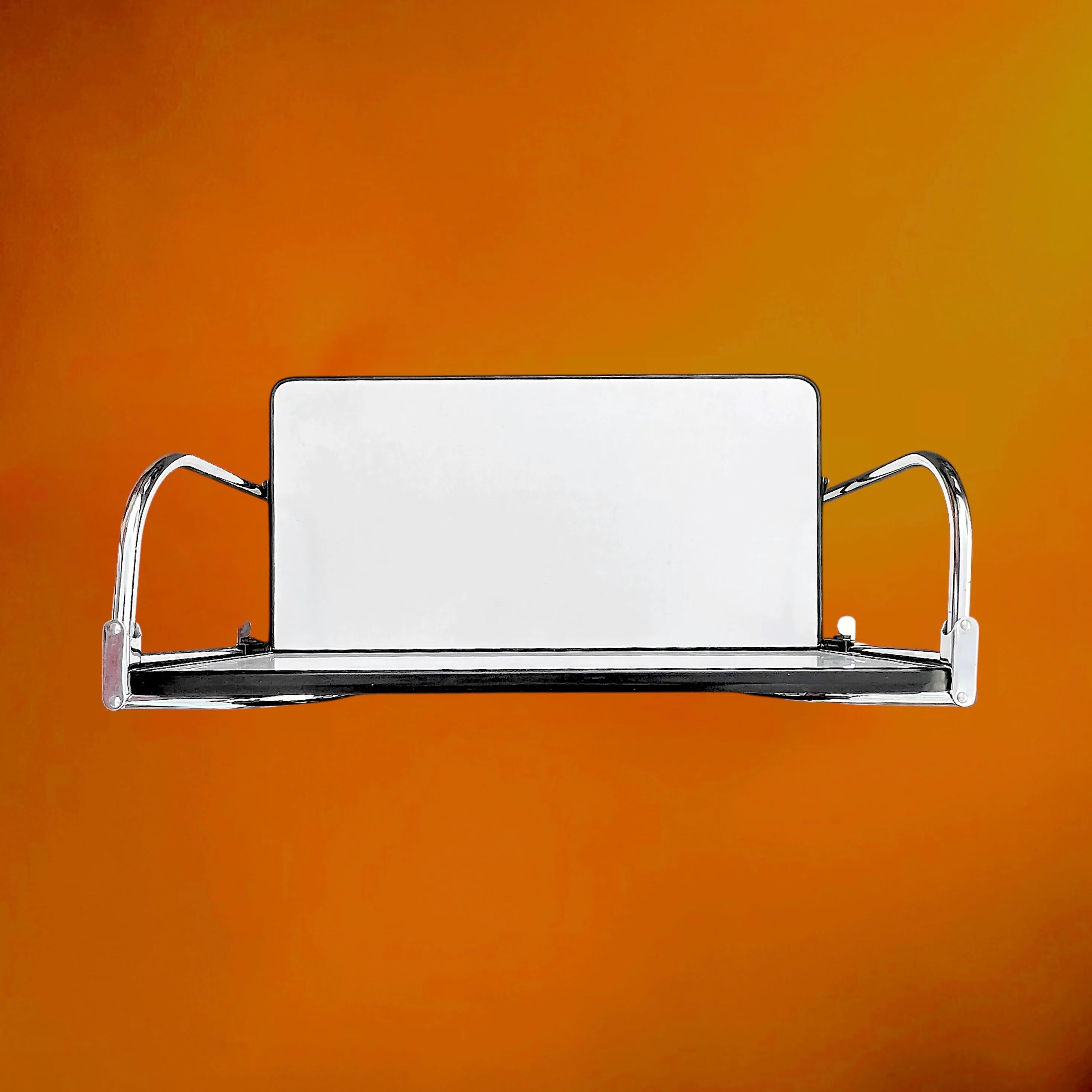 Folding rolling dessert trolley in white formica and chrome metal – 1950s-60s