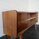 Sideboard vintage Scandinavian feet compass of oak and glass