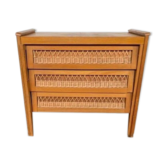 Vintage desk chest of drawers with 3 drawers year 1950 in light wood