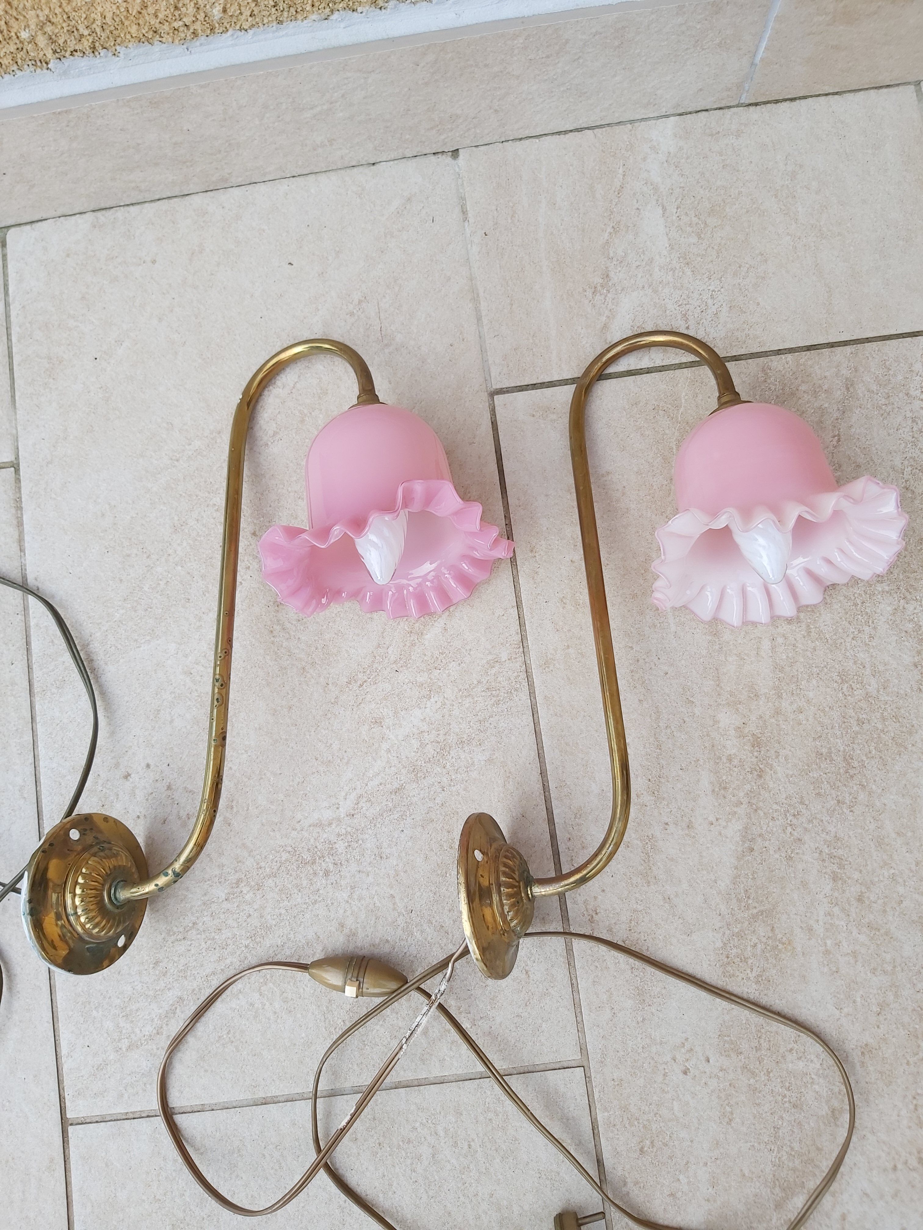 Pair of swan collar wall light