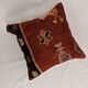 Housse de coussin kilim antique en terracotta et noir, 45x45 cm, housse de coussin tribal