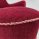 1970s, Danish armchair, cherry-red furniture velour, ash wood legs.