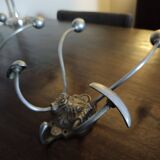 Cast iron and metal wall coat rack with hooks - Late 19th century