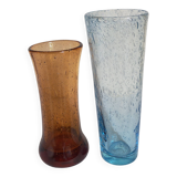 Duo de vases en verre soufflé de Biot vintages