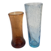 Duo de vases en verre soufflé de Biot vintages