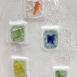 Glazed ceramic bowl, cracked glass decoration, signed Jacquin of California (USA) - 1950s