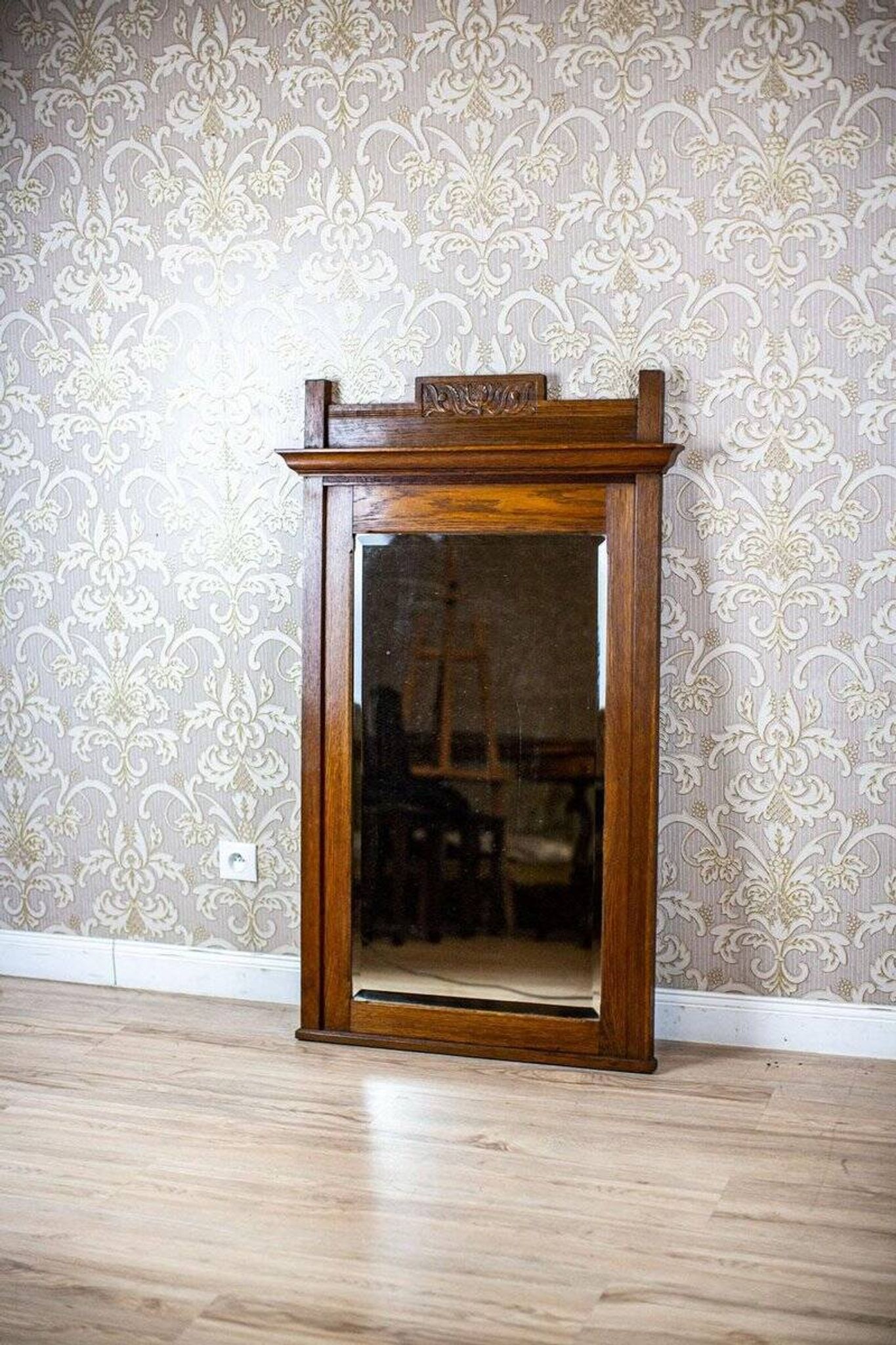 Vintage Floor Mirror in Light Brown Oak Frame, 1950s