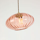 Mid Century Brass and Glass Crooked Pendant Lamp