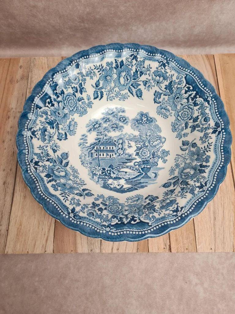 Vintage Myott Meakin blue toile de Jouy salad bowl – English earthenware – country decor