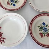 6 vintage faience plates mismatched